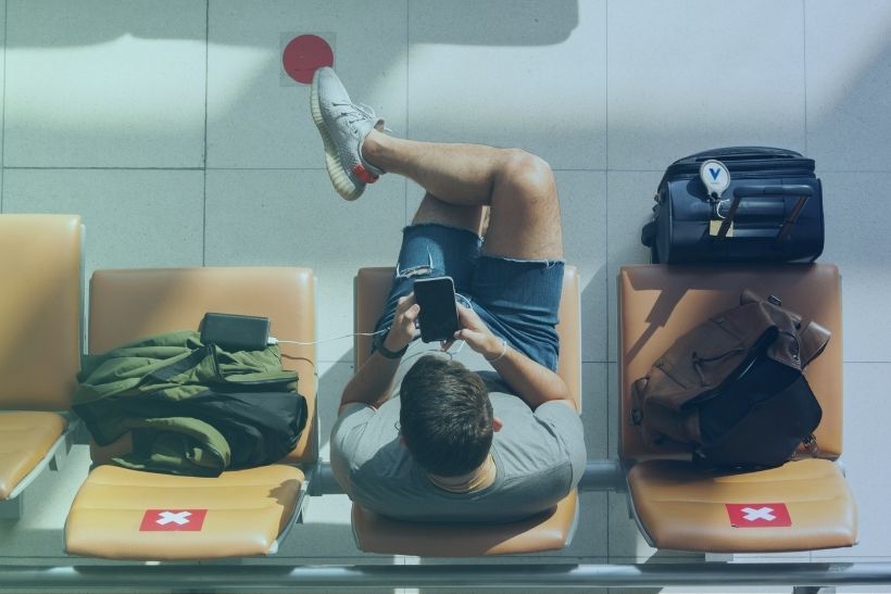 Tourist waiting for flight in Bangkok